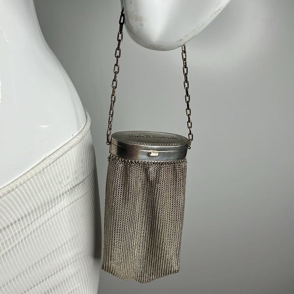 Antique Sterling Silver 925 Chain Mesh Expandable Top Snap Mirror Bag Super Rare - Picture 14 of 16